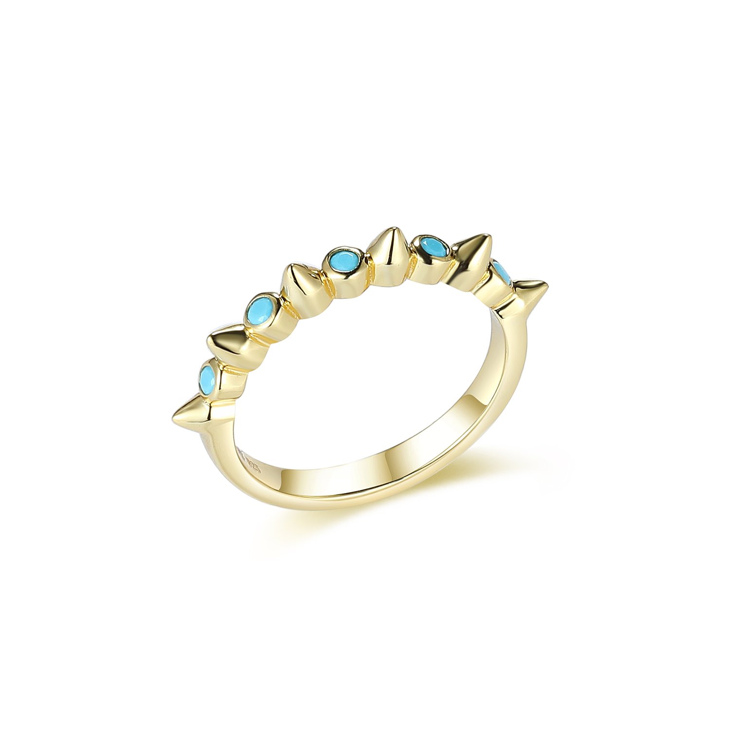 Silver ring with synthetic turquoise,18ct gold plating